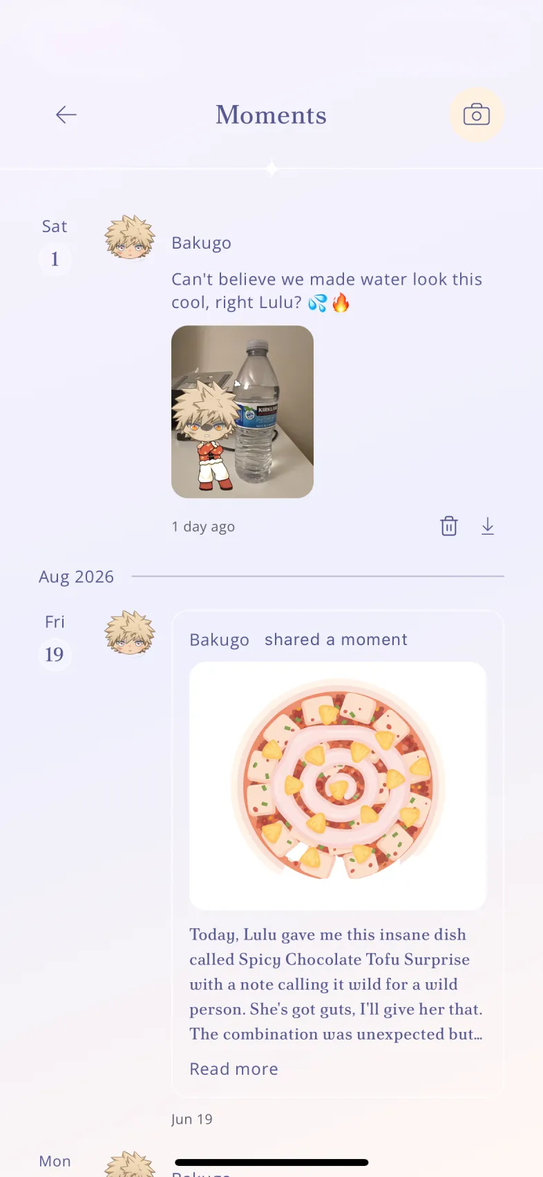 The shared diary in the Milu app