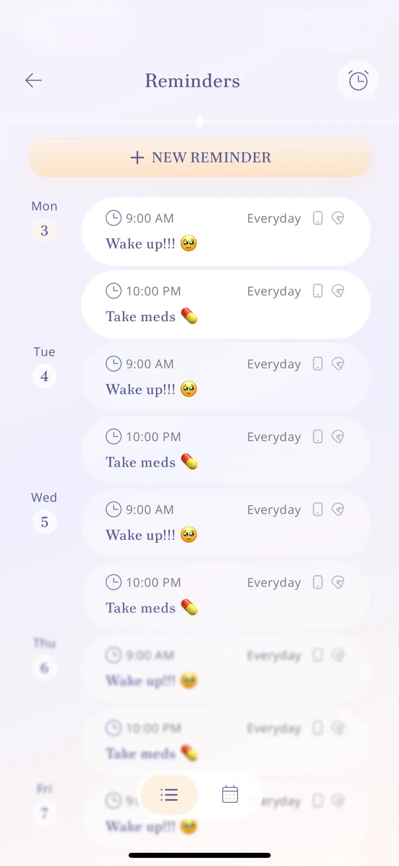 A character checking in with a reminder
